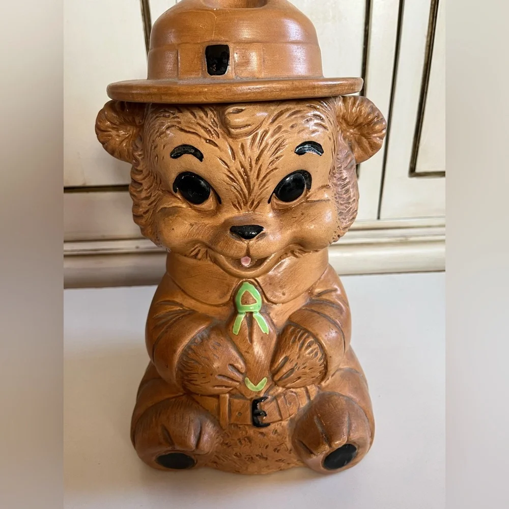 Vintage 1960s Twin Winton Smokey The Bear Cookie Jar Canister Forest Ranger